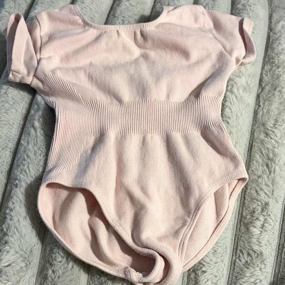 Revolution Dance Pink Ribbed Short Sleeve Leotard - Toddler